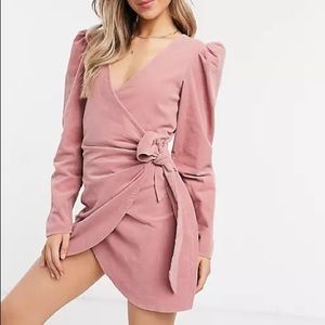ASOS DESIGN Corduroy Mini Wrap Dress